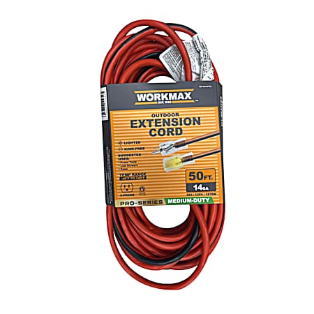 50 ft 14/3  Medium-Duty Outdoor Orange/BLK Lighted 1Tap Extension Cord