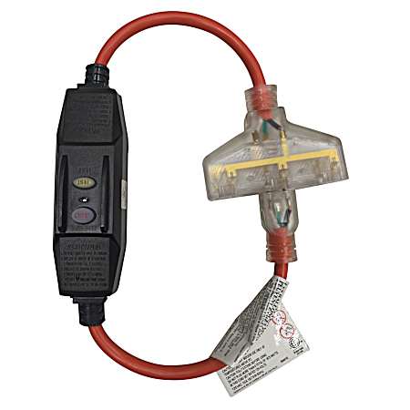 2 ft 12/3  Heavy-Duty Specialty Orange-BLK GFCI 3 Tap  Extension Cord