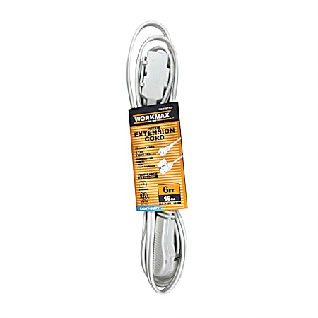 6 ft 16/2  Light-Duty Indoor White 3 Tap Tight Spaces  Extension Cord