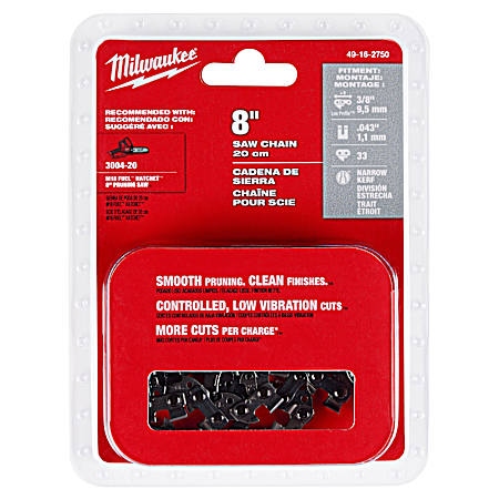 8 in. 3/8 in. LOW PROFILE Pitch .043 in.  Gauge Saw Chain
