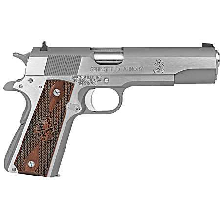 Springfield Armory PB9151LCA 1911 Mil-Spec *CA Compliant 45 ACP 7+1, 5 Stainless Match Grade Steel Barrel, Serrated Stainless Steel Slide & Frame w/Beavertail, Crossed Cannon Cocobolo Grip