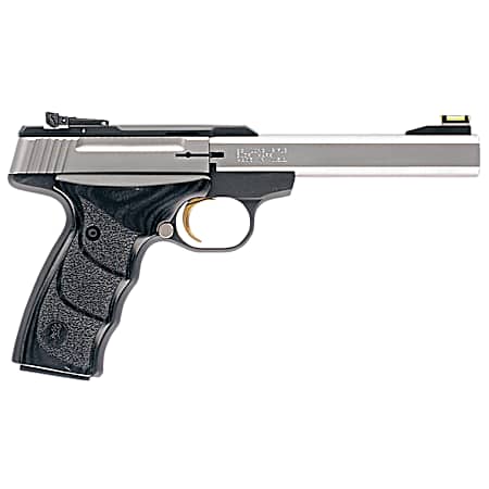 Browning 051427490 Buck Mark Plus *CA Compliant 22 LR 10+1 5.50 Slab Side Barrel, Serrated SS Slide, Matte Black Aluminum Frame, Black Laminate Wood Grips