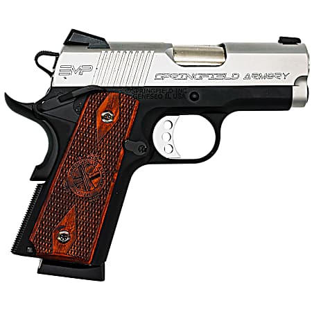 Springfield Armory PI9209LCA 1911 EMP *CA Compliant 9mm Luger 3 9+1 Black Hardcoat Anodized Stainless Steel Slide Crossed Cannon Cocobolo Grip