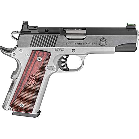 Springfield Armory PX9118LAOS 1911 Ronin 45 ACP 8+1 4.25 Stainless Steel Barrel Optic Ready Blued Slide Crossed Cannon Wood Laminate Grip