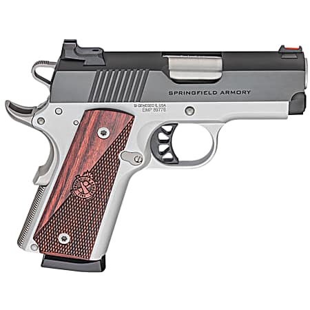 Springfield Armory PX9123L 1911 Ronin EMP 9mm Luger 9+1 3 Stainless Match Grade Bull Steel Barrel, Blued Serrated Carbon Steel Slide, Satin Cerakote Aluminum Frame w/Beavertail, Textured Wood Grip