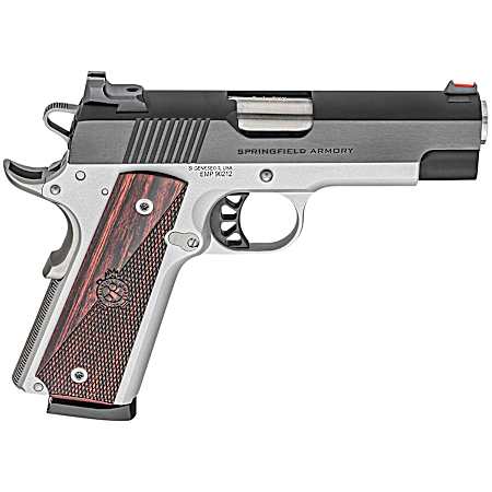 Springfield Armory PX9124L 1911 Ronin EMP 9mm Luger 10+1, 4 Stainless Match Grade Bull Steel Barrel, Blued Serrated Carbon Steel Slide, Satin Cerakote Aluminum Frame w/Beavertail, Textured Wood Grip