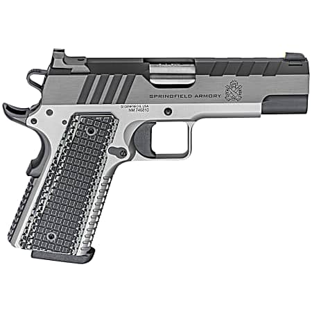 Springfield Armory PX9217L 1911 Emissary 9mm Luger 9+1 4.25 Bull Barrel,  Stainless Steel Frame w/ Beavertail, Serrated Blued Carbon Steel Slide, Black VZ Thin-Line G10 Grip