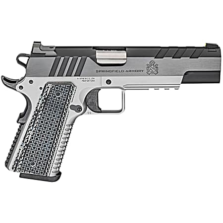 Springfield Armory PX9219L 1911 Emissary 9mm Luger 5 9+1 Stainless Steel Frame Blued Carbon Steel with Tri-Top Cut Slide Black VZ Thin-Line G10 Grip Fiber Optic Front Sight Includes 2 Mags