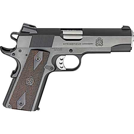 Springfield Armory PX9417 1911 Garrison 9mm Luger 9+1 4.25 Stainless Match Grade Barrel, Blued Serrated Carbon Steel Slide & Frame w/Beavertail, Thinline Wood Grip