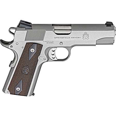 Springfield Armory PX9417S 1911 Garrison 9mm Luger 9+1 4.25 Stainless Match Grade Barrel, Serrated Stainless Steel Slide & Frame w/Beavertail, Thinline Wood Grip