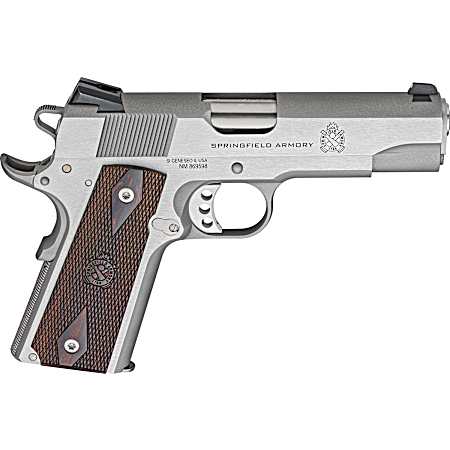 Springfield Armory PX9418S 1911 Garrison 45 ACP 7+1 4.25 Stainless Match Grade Barrel, Serrated Stainless Steel Slide & Frame w/Beavertail, Thinline Wood Grip