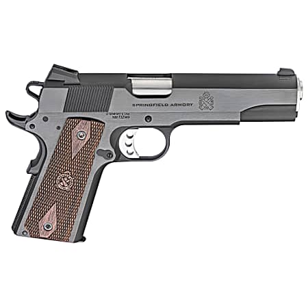 Springfield Armory PX9419 1911 Garrison 9mm Luger 9+1, 5 Stainless Match Grade Steel Barrel, Blued Serrated Carbon Steel Slide, Carbon Steel Frame w/Beavertail, Thin-Line Wood Grip