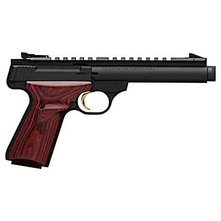 Browning 051527490 Buck Mark Field Target SR 22 LR 10+1 5.50 Black Threaded Bull Barrel, Matte Black Aluminum Frame, Picatinny Rail Receiver, Laminate Cocobolo Target Grip, Right Hand