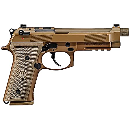 Beretta USA JS92QM9A4G M9A4 Centurion 9mm Luger 5.10 Barrel 10+1, Flat Dark Earth Cerakote Frame, Serrated Steel Optic Cut Slide, Polymer Grip & Decocker Safety