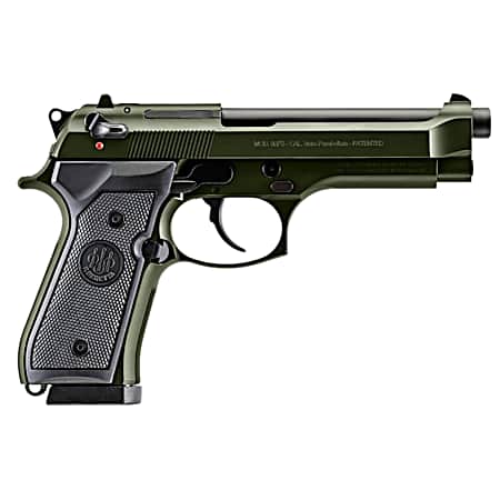Beretta USA J92F300GR15 92FS  Full Size Frame 9mm Luger 15+1 4.90 Black Steel Barrel, OD Green Cerakote Serrated Slide, OD Green Cerakote Aluminum Frame w/Beavertail, Black Textured Grip
