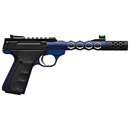 Browning 051562490 Buck Mark Plus 22 LR 10+1 5.90 Vision, Threaded w/Sawtooth Cuts Barrel, Matte Black Optic Ready/Serrated Steel Slide, Blue Anodized Aluminum Black Ultragrip FX Grips