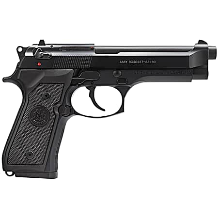 Beretta USA J92M9A0 M9  Full Size Frame 9mm Luger 10+1, 4.90 Steel Barrel, Black Bruniton Serrated Steel Slide & Aluminum Frame w/Beavertail, Ambidextrous
