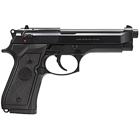 Beretta USA J92M9A0M M9  Full Size Frame 9mm Luger 15+1, 4.90 Steel Barrel, Black Bruniton Serrated Steel Slide & Aluminum Frame w/Beavertail, Ambidextrous