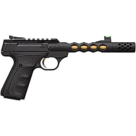Browning 051573490 Buck Mark Plus Vision SR 22 LR 10+1 5.87 Black Anodized/Gold Cerakote/SR/Threaded Barrel, Matte Black Serrated Steel/Optic Ready Slide & Aluminum Frame Black Ultragrip FX Grip