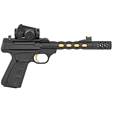 Browning 051582490 Buck Mark Vision SR 22 LR 10+1 5.90 Black Anodized/Gold Cerakote Ported Threaded Barrel, Matte Black Serrated Slide & Aluminum Frame,  Vortex Crossfire Red Dot