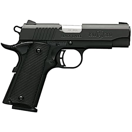 Browning 051905492 1911 Black Label 380 ACP 8+1 3.63 Stainless Target Crown Steel Barrel, Matte Black Serrated Stainless Steel Slide, Matte Black Polymer Frame, Black Polymer Grip, Right Hand