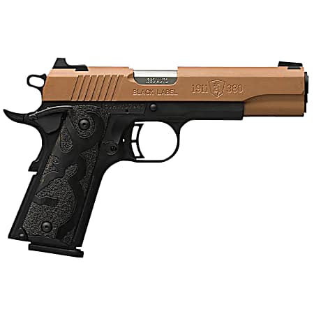 Browning 051987492 1911 Black Label Full Size Frame 380 ACP 8+1 4.25 Matte Stainless Steel Barrel, Copper Cerakote Serrated Stainless Steel Slide, Matte Black Polymer Frame, Black Polymer Grip