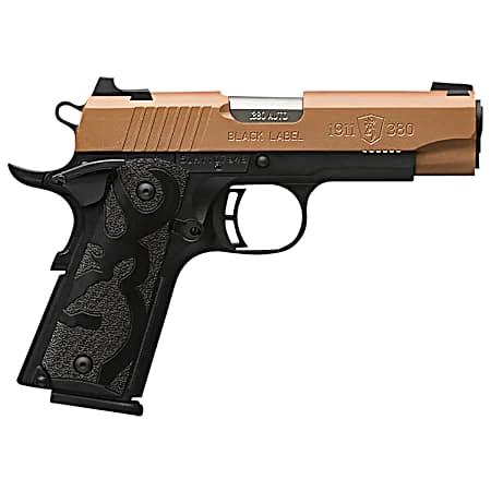Browning 051988492 1911 Black Label Compact Frame 380 ACP 8+1 3.63 Matte Stainless Steel Barrel, Copper Cerakote Serrated Stainless Steel Slide, Matte Black Polymer Frame, Black Polymer Grip