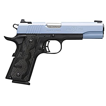 Browning 051989492 1911-380 Black Label Full Size Frame 380 ACP 8+1, 4.25 Matte Stainless Steel Barrel, Polar Blue Cerakote Serrated Aluminum Slide, Matte Black Polymer Frame w/Beavertail