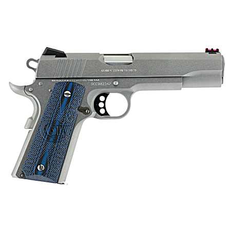 Colt Mfg O1070CCS Competition Government 45 ACP 8+1 5 Stainless National Match Barrel, Serrated Slide & Frame w/Beavertail, Checkered Blue G10 Grip, Ambidextrous