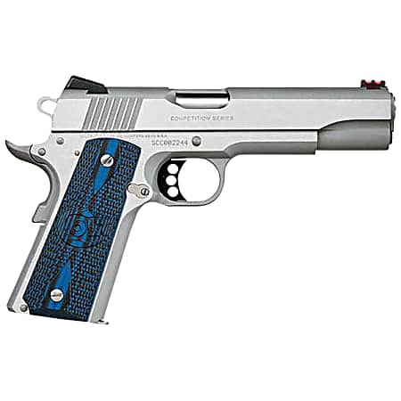 Colt Mfg O1072CCS Competition Government 9mm Luger 9+1 5 Stainless National Match Barrel, Stainless Steel Serrated Slide & Frame w/Beavertail, Checkered Blue G10 Grip, Ambidextrous