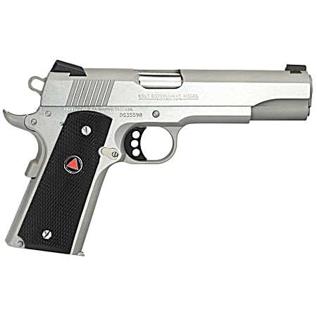 Colt Mfg O2020XE Delta Elite Government 10mm Auto 8+1 5 Steel Barrel, Stainless Steel Serrated Slide & Frame w/Beavertail, Black Polymer w/Delta Medallions Grips, Ambidextrous