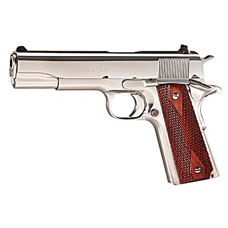 Colt Mfg O2071ELC2 Custom Government 38 Super 9+1 5 Stainless National Match Barrel, High Polished Stainless Steel Serrated Slide & Frame w/Beavertail, Rosewood Grip, Ambidextrous