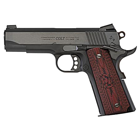 Colt Mfg O4840XE 1911 Lightweight Commander 45 ACP 4.25 8+1 Blued Blued Carbon Steel Slide Checkered Black Cherry G10 Grip