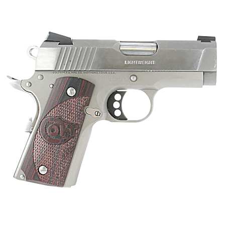 Colt Mfg O7000XE Defender  Compact 45 ACP 7+1 3 Steel Barrel, Stainless Serrated Slide, Matte Stainless Aluminum Frame w/Beavertail, Black Cherry Tactical G10 Grips, Ambidextrous
