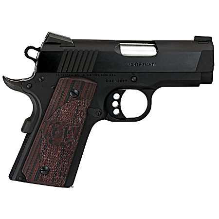 Colt Mfg O7802XE Defender  Compact Frame 9mm Luger 8+1 3 Black Steel Barrel, Blued Serrated Steel Slide, Matte Black Cerakote Aluminum Frame w/Beavertail, Black Cherry Tactical G10 Grip, Ambidextrous
