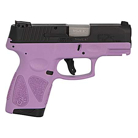 Taurus 1G2S931LP G2S  Compact Frame 9mm Luger 7+1 3.26 Matte Stainless Steel Barrel, Matte Black Serrated Alloy Steel Slide, Light Purple Polymer Frame w/Picatinny Rail & Polymer Grip, Right Hand