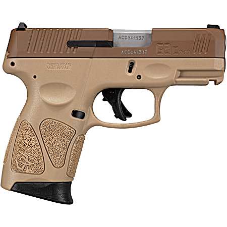 Taurus 1G3C93ETMA G3C *MA Compliant 9mm Luger 10+1 3.26 Matte Coyote Brown Barrel, Coyote Cerakote Serrated Steel Slide, Tan Polymer Frame w/Picatinny Rail, Tan Polymer Grips