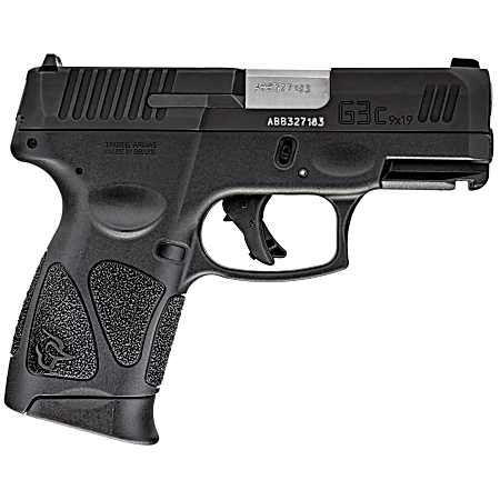 Taurus 1G3C93110 G3C  Compact Frame 9mm Luger 10+1 3.26 Matte Stainless Steel Barrel, Matte Black Tenifer Serrated Steel Slide, Black Polymer Frame w/Picatinny Rail, Black Polymer Grip, Right Hand