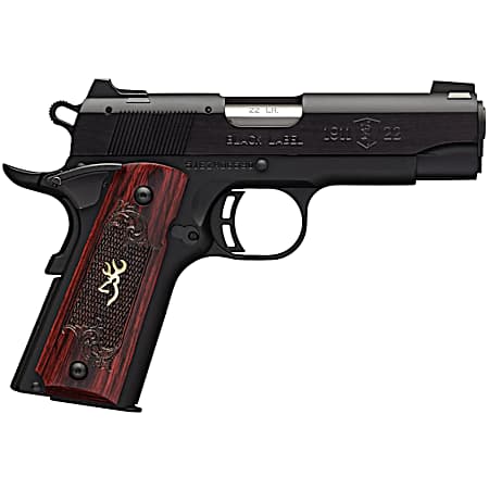 Browning 051852490 1911 Black Label Medallion Compact 22 LR 10+1, 3.63 Target Crown Barrel, Matte Black Serrated Slide & Aluminum Frame w/Beavertail