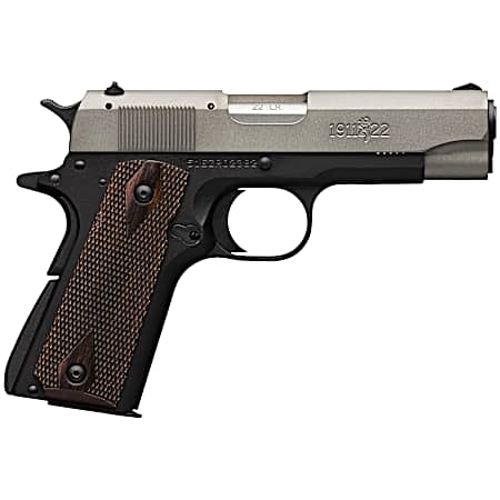 Browning 051880490 1911 A1 *CA Compliant Compact Frame 22 LR 10+1, 3.63 Stainless Steel Barrel, Gray Anodized Serrated Slide, Matte Black Alloy Frame w/Beavertail