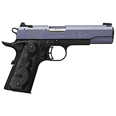 Browning 051893490 1911 Black Label Full Size Frame 22 LR 10+1, 4.25 Matte Stainless Steel Barrel, Crushed Orchid Cerakote Serrated Slide, Matte Black Polymer Frame w/Beavertail
