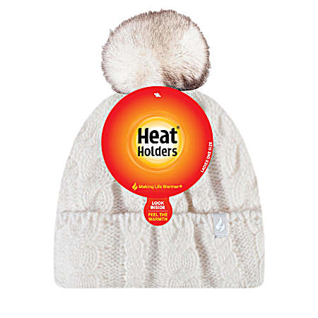 Women's Bridget Cable Knit Roll-Up Pom Top Hat