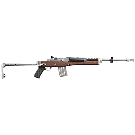 Ruger 5895 Mini-14  223 Rem/5.56 NATO 20+1 18.50 Matte Stainless Threaded Barrel, Matte Stainless Picatinny Rail  Receiver, Walnut/Stainless Wood Side Folding Side Folding Stock, Black Polymer Grip