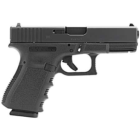 Glock PI1950201 G19 Gen3  *CA Compliant Compact 9mm Luger 10+1 4.02 Black Steel Barrel, Matte Black Serrated Slide, Black Polymer Frame w/Accessory Rail, Black Finger Grooved Polymer Grip