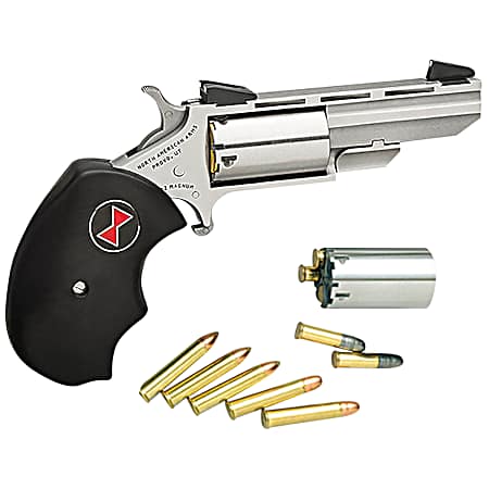 North American Arms BWC Black Widow  22 LR/22 WMR 5 Shot 2 Stainless Steel Vent Rib Barrel, Stainless Steel Frame, Stainless Cylinder, Black Finger Grooved Rubber Grip, Exposed Hammer