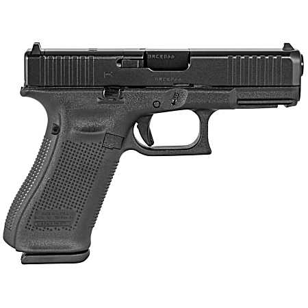 Glock PA455S201MOS G45 Gen5 Compact MOS 9mm Luger 4.02 10+1 Overall Black Finish with nDLC Steel with Front Serrations & MOS Cuts Slide, Rough Texture Interchangeable Backstraps Grip & Fixed Sights