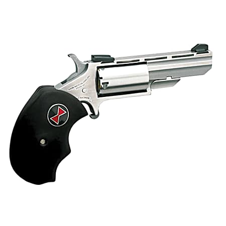 North American Arms BWM Black Widow  22 WMR 5 Shot 2 Stainless Steel Vent Rib Barrel, Stainless Steel Frame, Stainless Cylinder, Black Finger Grooved Rubber Grip, Exposed Hammer