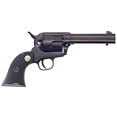 Cimarron ASPLINK1 Plinkerton  22 LR 6 Shot 4.75 Matte Black Steel Barrel, Frame & Cylinder, Black Checkered Plastic w/Medallion Grip, Exposed Hammer