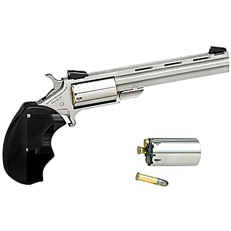 North American Arms MMC Mini-Master *CA Compliant 22 LR 22 WMR 5 Shot 4 Stainless Vent Rib Barrel, Stainless Steel Frame & Cylinder, Black Finger Grooved Rubber Grip, Exposed Hammer