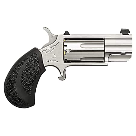 North American Arms PUGD Pug  22 WMR 5 Shot 1 Stainless Steel Barrel, Frame & Cylinder, Black Pebbled Rubber Grip, Exposed Hammer